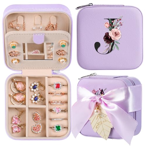 AYGXU Travel Jewelry Box for Women and Girls - Small Case With Initial A-Z - Teacher Gifts