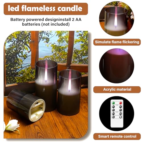 kakoya Flameless Candles Upgraded Realistic Flickering Flame,Battery Operated LED Candles with Remote Timers,Acrylic Elect...