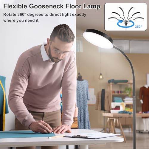 LALISU Floor Lamp, LED Floor Lamps for Living Room, Stepless Adjust Color Temperatures & Brightness Standing Lamp with Tou...