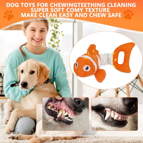 Molantaule Squeaky Dog Toys, Durability Interactive Tug of War Puppy Toys for Indoor and Outdoor Play - Stuffed Pet Dog To...