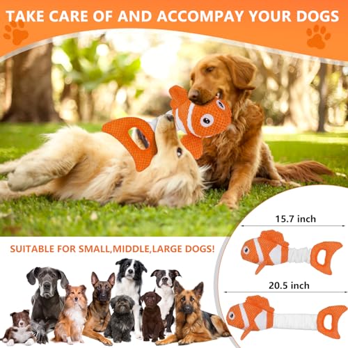 Molantaule Squeaky Dog Toys, Durability Interactive Tug of War Puppy Toys for Indoor and Outdoor Play - Stuffed Pet Dog To...