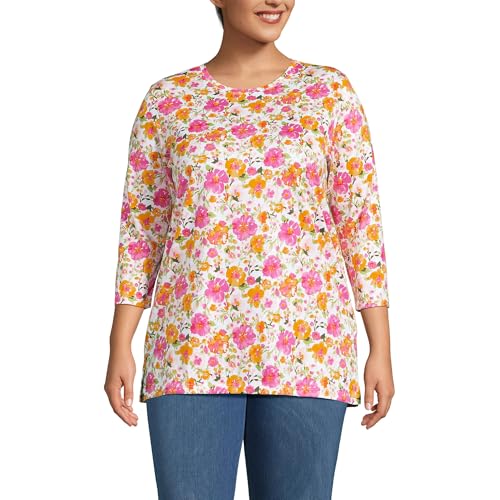 Lands' End Women's 3/4 Sleeve Supima Cotton Crewneck Tunic