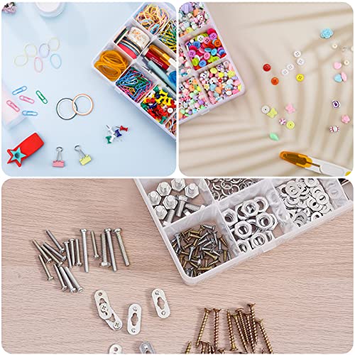 Exptolii 15 Large Grids Plastic Organizer Box with Dividers, Clear Compartment Container Storage for Washi Tapes Beads Cra...