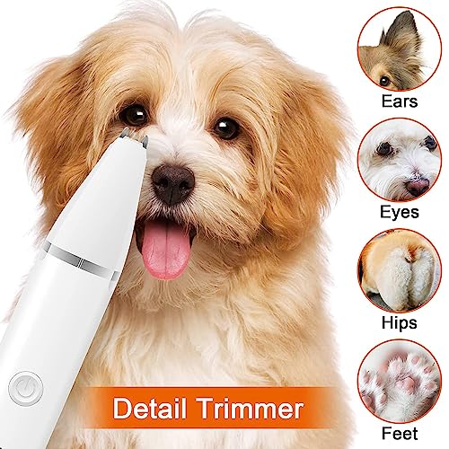 Veeconn Dog Clippers Grooming Kit Hair Clipper-Low Noise Paw Trimmer- Rechargeable - Cordless Quiet Nail Grinder Shaver fo...