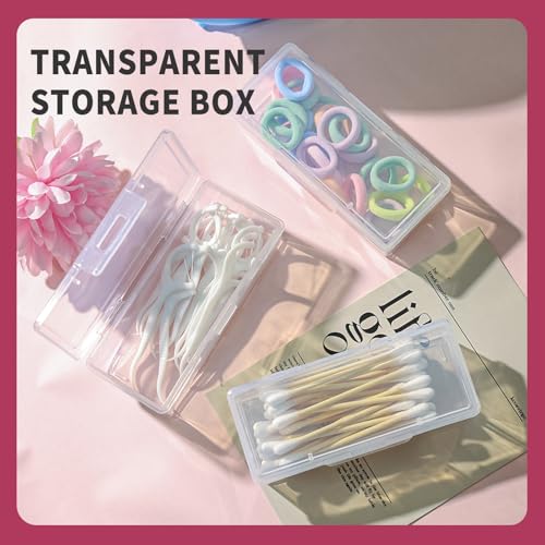 LIGHUFEIC 6Pcs Cotton Swab Holder for Travel,Portable Dental Floss Case Clear Plastic Cotton Pad Holder,Travel Floss Picks...