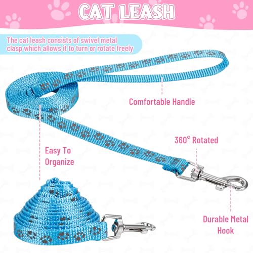 Auidy_6TXD 3 Pack Cat Harness and Leash Reflective Cat Harness Escape Proof for Walking Adjustable Kitten Harness for Smal...