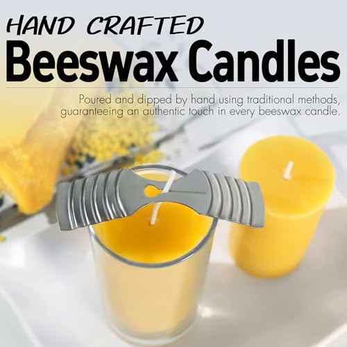 Natural Beeswax Candles 4 Packs, Beeswax Pillar Candles with 140 Hours Burn Time, Organic Emergency Candle Long Burning fo...