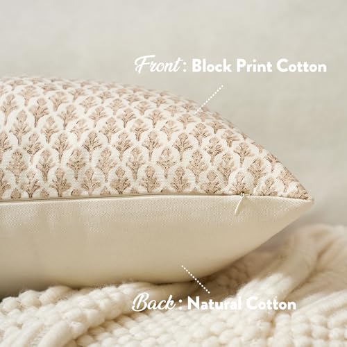 FIOUOVO Floral Pillow Covers 20x20 Pillow Cover Block Print Couch Pillows for Living Room Decorative Neutral Accent Throw ...