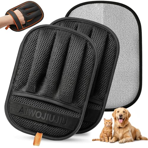 Aiwojiujiu 2 PCS Pet Hair Removal Glove for Cats & Dogs, Newly Pro Five-Finger Electrostatic Pet Hair Remover Gloves, Magi...