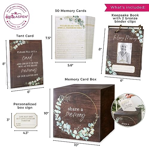 Kate Aspen Celebration of Life Memory Funeral Guest Book and Box for Memorial Service Bereavement Cards, Prayer Cards - Ha...