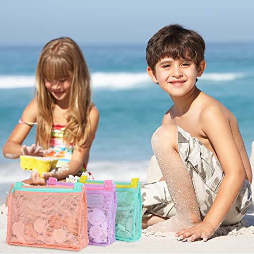 Tagitary Beach Toy Mesh Beach Bag Kids Shell Collecting Bag Beach Sand Toy Shells Beach Toys Swimming Accessories for Boys...