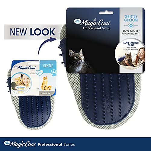 Four Paws Magic Coat Professional Series Love Glove Silicone Cat Grooming Mitt, Deshedding & Dematting, 1 Count