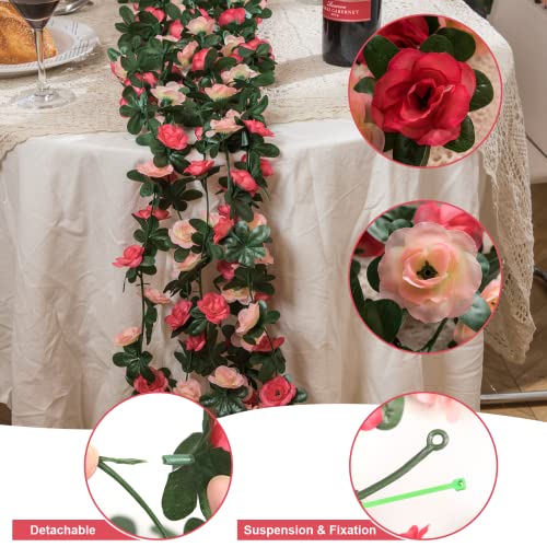 MARTINE MALL Flower Garland Rose Vines, 2 Strands 16.5Ft Flower Vines for Bedroom, Rose Floral Garland Decorations for Roo...