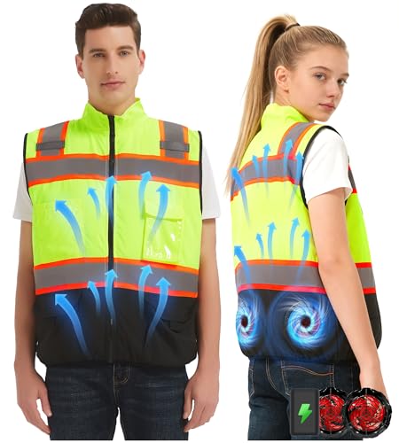 Lvkakmox Safety Cooling Vest Jacket with 2 Fans - Men and Women 21V Air Conditioner Lightweight Vests, With 20000mAh Battery