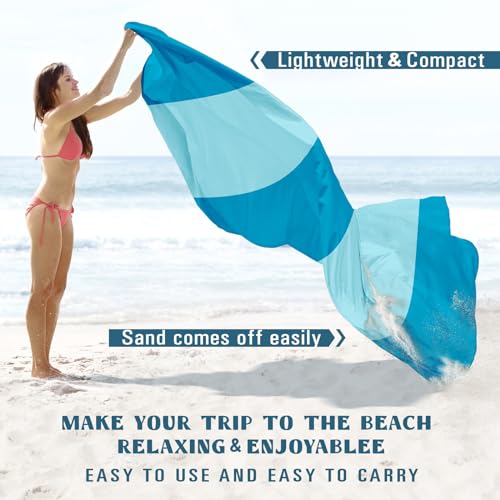 Famstar Beach Blanket Sandproof Waterproof 78''×81''1-5 Adults Oversized,Compact Lightweight Durable Beach Mat for Travel ...