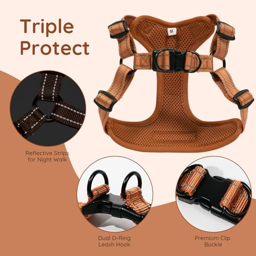 BELLA & PAL Adjustable Step-in Dog Harness, Puppy No-Pull Vest with Leash Set for XS/Small & Medium Dog, Breathable All-We...