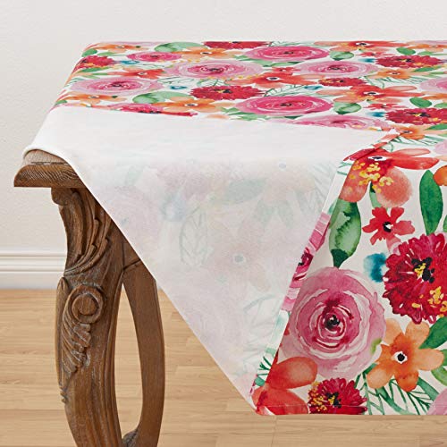 SARO LIFESTYLE Santa Monica Floral Tablecloth, Multi, 65"x120"