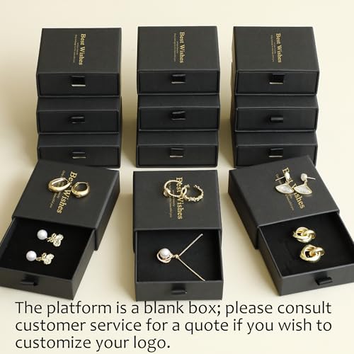40Pcs Black Small Jewelry Boxes 3.54×3.54×1.26in Cardboard Jewelry Gift Boxes Jewelry Packaging for Small Business for Nec...