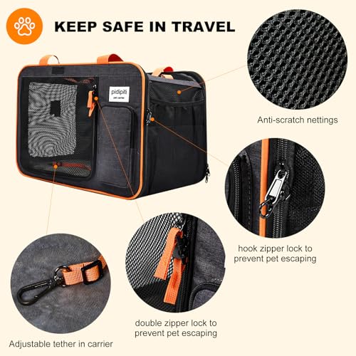 pidipiti 20 x 14 x 14 inches Expandable pet Carrier for 1 Large cat Under 25 lbs,2 Medium Cats 20 lbs+,cat Crate/Bag for S...