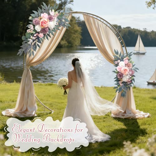 Wedding Arch Flowers (2-Pack), Artificial Dusty Rose Floral Arch Decorations for Weddings Ideal for wedding welcome signag...