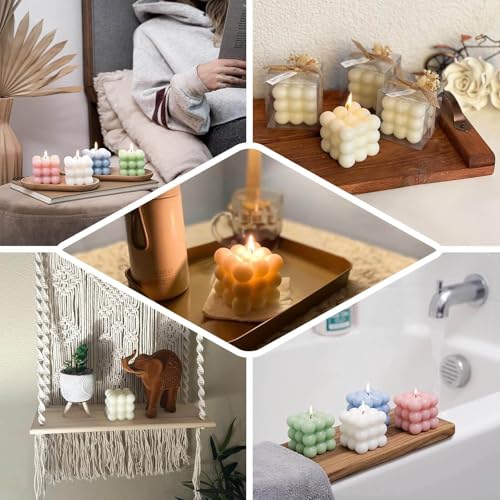 Efavormart 2 Pack | White 2" Bubble Cube Paraffin Wax Candles, Unscented Square Pillar Candle, Party Favor Gift