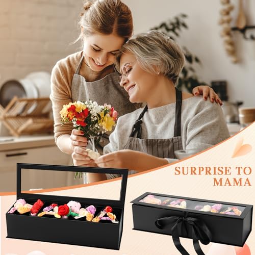 Ireer Mother's Day Mama Empty Flower Gift Box Cardboard Letter Shaped Fillable Box with Plastic Liners 50 Crystal Bouquet ...