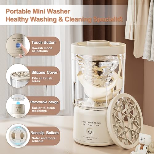 Portable Mini Washing Machine, NEW Underwear Washing Machine Small Clothes Washer Makeup Brush Cleaner Machine Underwear W...