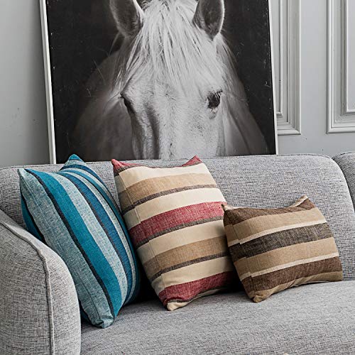 NATUS WEAVER 2 Pieces Decorative Classic Retro Stripe Throw Pillow Cover Soft Faux Linen Modern Farmhouse Lumbar Cushion C...