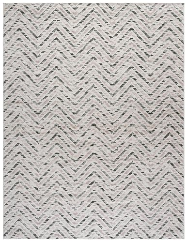SAFAVIEH Area Rug 8x10 - Adirondack Collection - Large - Ivory & Dark Green, Chevron Pattern, Non-Shedding & Easy Cleanin...