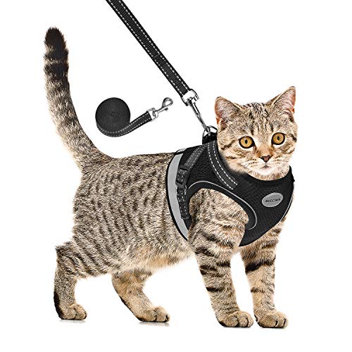 Cat Harness and Leash for Walking, Kitten Escape Proof Harnesses, Adjustable Reflective Puppy Harness with Leashes Set, Ea...