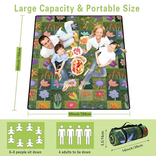 Supfitness Extra Large Picnic Blankets Waterproof Foldable (60 "x 80") Beach Blanket Waterproof Sandproof,3-Layer Thicking...