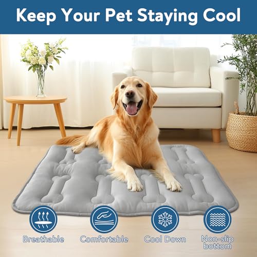Magik & Kover Summer Dog Cooling Mat, 2 Pack 30" x 19" Indoor Outdoor Cooling Mat for Dogs Medium, Machine Washable Thicke...