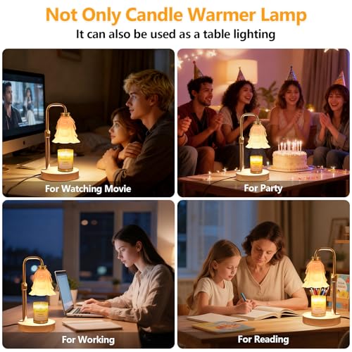 Flower Candle Warmer Lamp with Timer and Dimmer 4-Level Dimmable Adjustable Height Light Heat Lamp for Jar Candles Modern ...