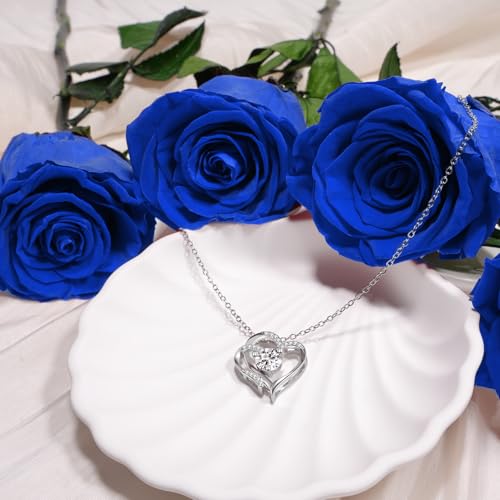 Yamonic Birthday Flowers Gifts for Women, Real Rose with Heart Necklace Gifts for Mom Grandma, Preserved Flowers Rose with...