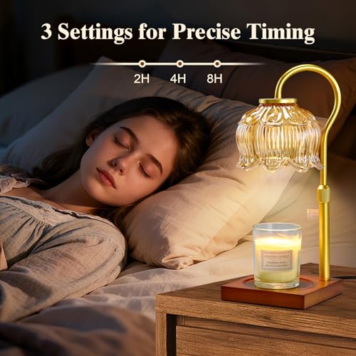 Shevvi Candle Warmer Lamp with Timer, Dimmable Candle Warmer for Jar Candles, Gifts for Women Mom, Height Adjustable Wax M...