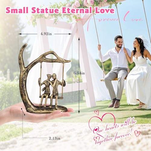 Kresecioo Anniversary Wedding Gifts for Couple/Her - Romantic Couple Statue in Love, Antique Gold Metal Figurine Sweet Lov...