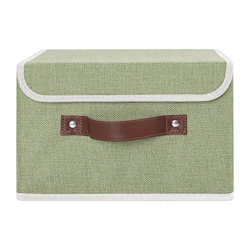ANMINY Storage Bin with Lid Storage Boxes with PU Leather Handles PP Plastic Board Decorative Foldable Lidded Cotton Linen...