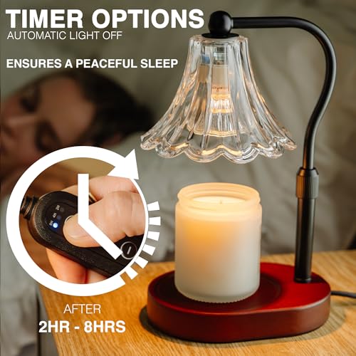 Lumenblush Candle Warmer Lamp – Dimmable Candle Lamp with Timer, Adjustable Height for Jar Candles (Walnut)