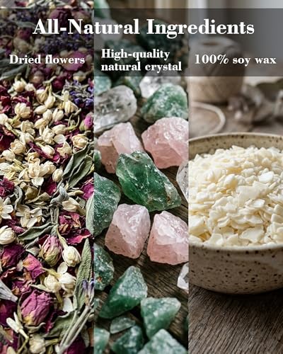 Natural Crystal Candle,Abundance, Crystal Ritual, Spiritual, Money Prosperity, Candle Spell.(Abundance)