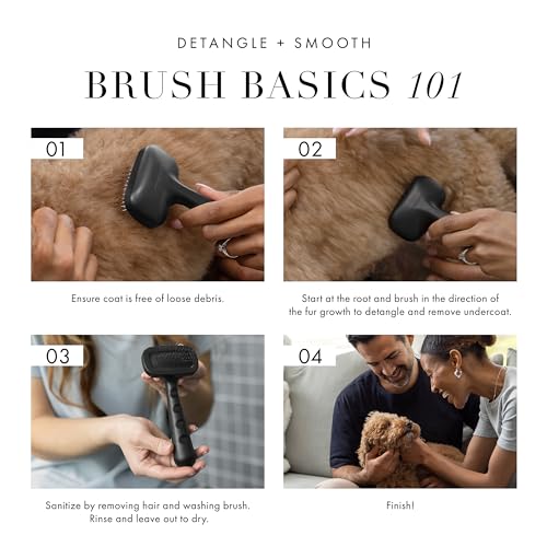 Tweezerman Dog and Cat Slicker Brush for Pets, Grooming Brush with Coated Bristles to Prevent Scratching and Ergonomic Handle