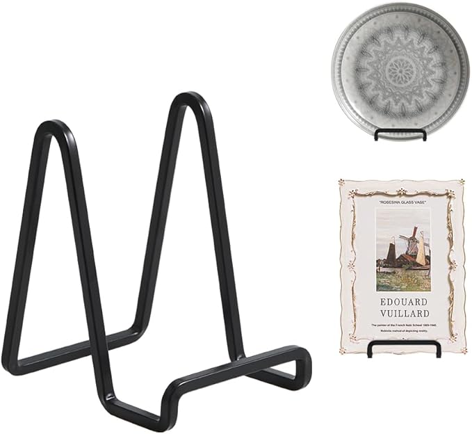 DIDUDIDU Plate Holder Easel Display Stand - Metal Plate Stands for Display - Tabletop Picture Stand - Black Iron Easels fo...
