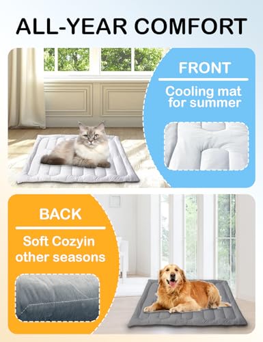 YOUWE7 Dog Cooling Mat, Reversible Self-Cooling Mat for pet, Cool Fabric Top & Velvet Back, Portable Ice Cool Fabric Dog B...