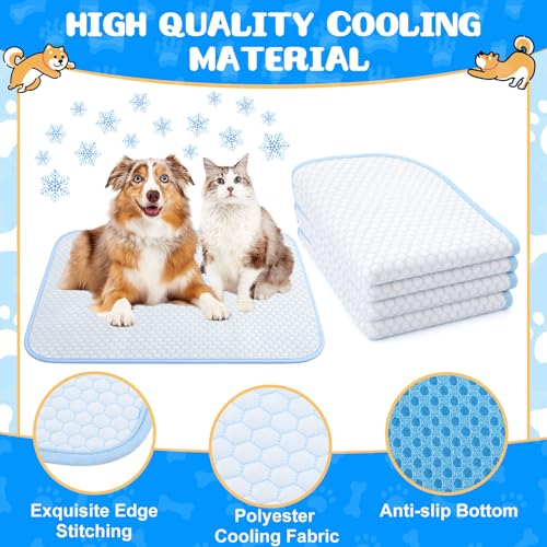 Chunful 4 Pack Pet Cooling Mat 26 x 20 Inches Cooling Pads for Cats Summer Ice Silk Self-Cooling Pet Mat Portable Washable...