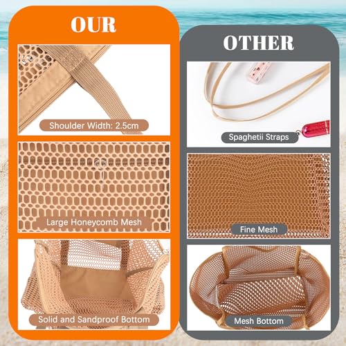 Dntorx Women's Mesh Beach Bag, Stylish Beach Tote for Swimming, Travel & Vacation Essentials, Lightweight Design for Poolside