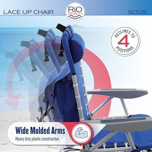 Rio Brands ASC529 4-Position Backpack Lace-Up Suspension Folding Beach Chair