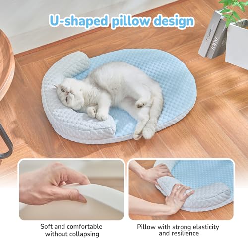 CATISM Cat Cooling Mat - Pet Bed Mat for Cats or Small Dogs, Cat Bed Cat Sleeping Beds with Pillow Soft and Comfortable, C...