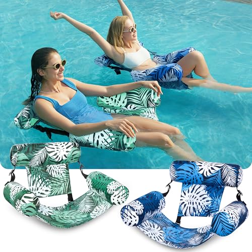 SLOOSH Inflatable Pool Floats Adult,2 Packs Floating Lounge Chairs,Blow up Pool Noodles for Adult Heavy Duty,Floating Chai...