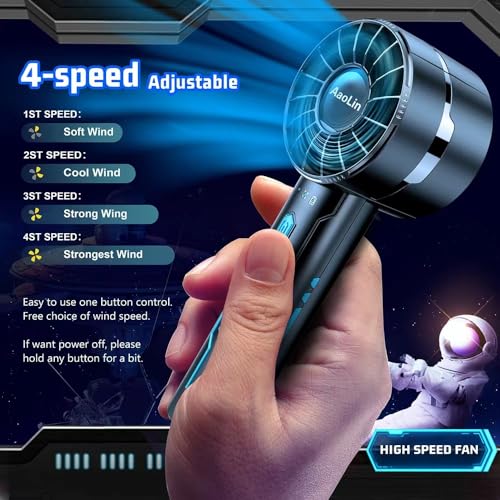 AaoLin 2pcs Portable Handheld Turbo Fan with 7000rpm High-Speed Motor USB Rechargeable Cooling Personal Fan 4-Speed, 4-16H...