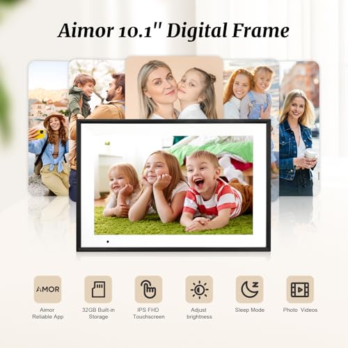 Digital Picture Frame 10.1 Inch Digital Photo Frame 32GB Storage, WiFi Picture Frame with1280x800 IPS Touch Screen, Auto-R...
