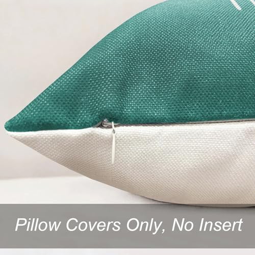 RYSMIYOU Decorative Throw Pillow Covers Set of 4 Green Pillow Covers 16x16 inch Farmhouse Throw Pillow Cover Linen Square ...
